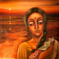 Figurative acrylic painting titled 'Ichhamati', 24x24 inches, by artist Sumon Naskar on canvas