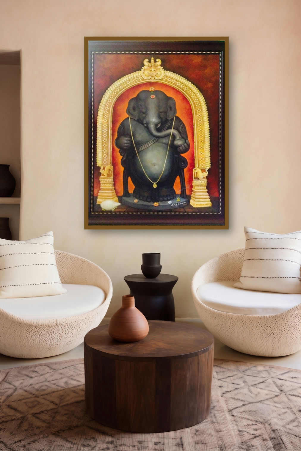 Idagunji Ganapati (Lord Ganesha of Idagunji) by artist B S B Goudar displayed in a Modern gallery