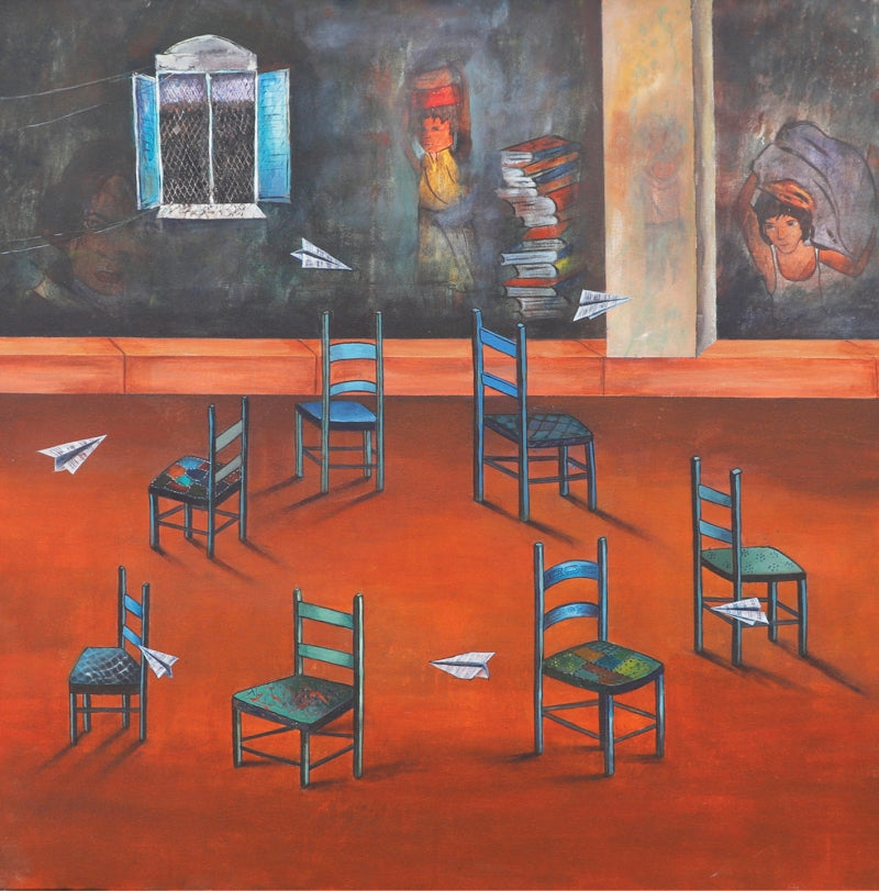 Idol' contemporary mixed-media painting by artist Isha Bawiskar, 12x10 inch, on paper