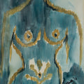 Nude mixed media titled 'Ikat Nude', 23x19 inches, by artist Veena Advani on Canvas