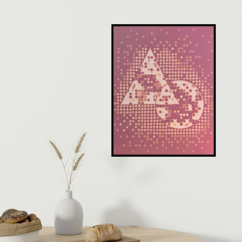 Sameer Patil's 'Illusion 14 (Illusory Forms)' painting visualized above a sofa in a contemporary room.