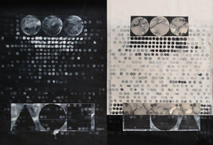 Illusion 47 (Monochrome Illusions) by Sameer Patil, Original Acrylic Abstract Painting on Canvas, Small Horizontal Wall Art