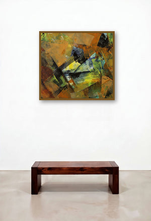 Illusion Ii (Terra Incognita) by artist Siddhesh Rane displayed in a Mid-Century Modern Hotel Suite