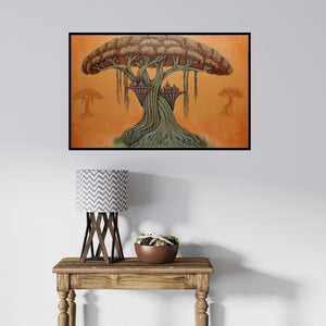 In-situ view of Subir Das's 'Illusion Of Nature 4 (A Dreamy Abode)' painting in a room