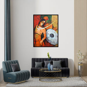 Preview of 'Immersed 3' Painting by Deepa Vedpathak shown on a wall in a furnished room.