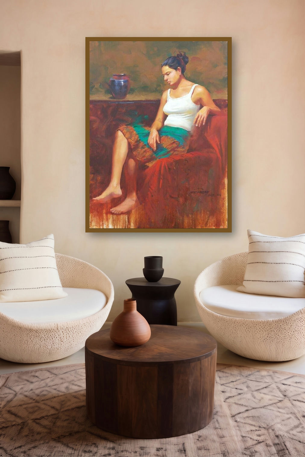 In Deep Thoughts by artist Ganesh Hire displayed in a Luxury gallery
