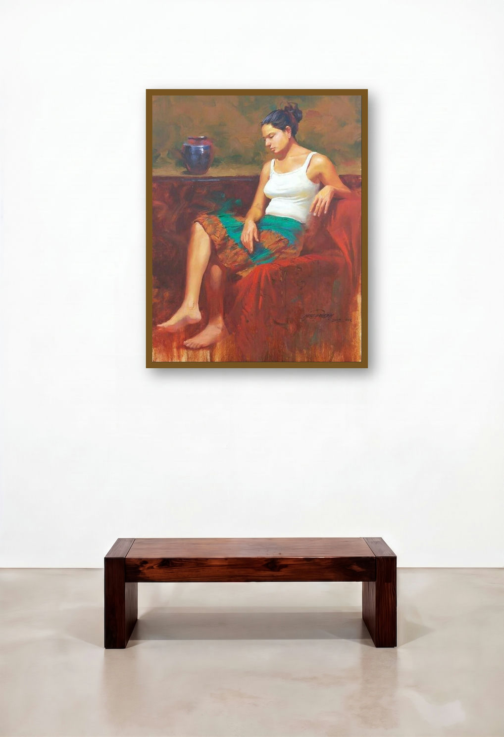 In Deep Thoughts by artist Ganesh Hire displayed in a Coastal Foyer