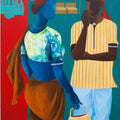 Figurative acrylic painting titled 'In Discussion', 30x22 inches, by artist Abhiram Bairu on Canvas