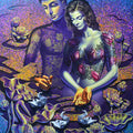 Figurative acrylic painting titled 'In Love 2', 78x48 inches, by artist Prashanta Nayak on Canvas