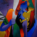 Figurative acrylic painting titled 'In Love', 30x30 inches, by artist Rajesh Shah on Canvas