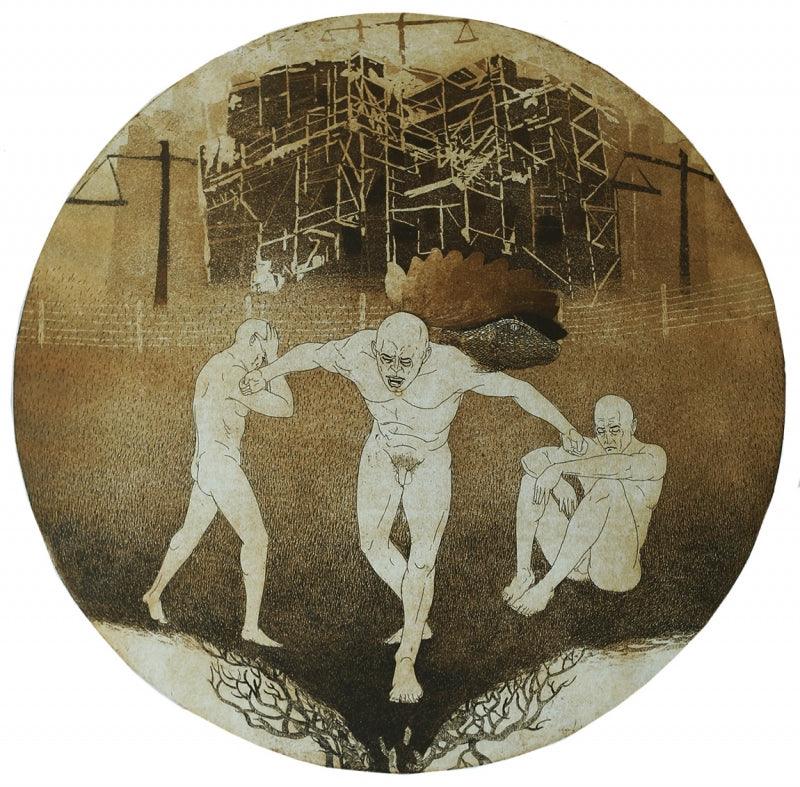 contemporary printmaking titled 'In My Society 1', 20x20 inches, by artist Atul Bangal on Paper