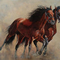 Animals oil painting titled 'In Sync', 23x16 inches, by artist Anjana Sihag on Canvas