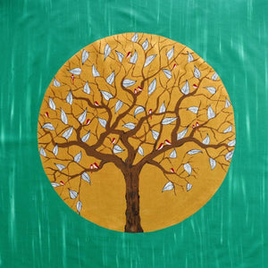 In The Emerald Forest (Emerald Embrace: Natures Circle) by Sumit Mehndiratta, Original Acrylic Nature Painting on Canvas, Large Square Wall Art