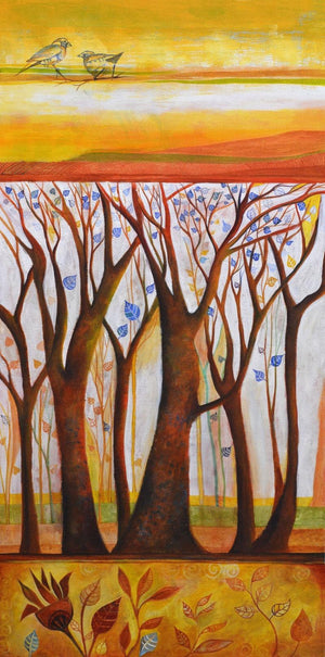 Nature acrylic painting titled 'In The Woods', 48x24 inches, by artist Shilpa Pachpor on Canvas