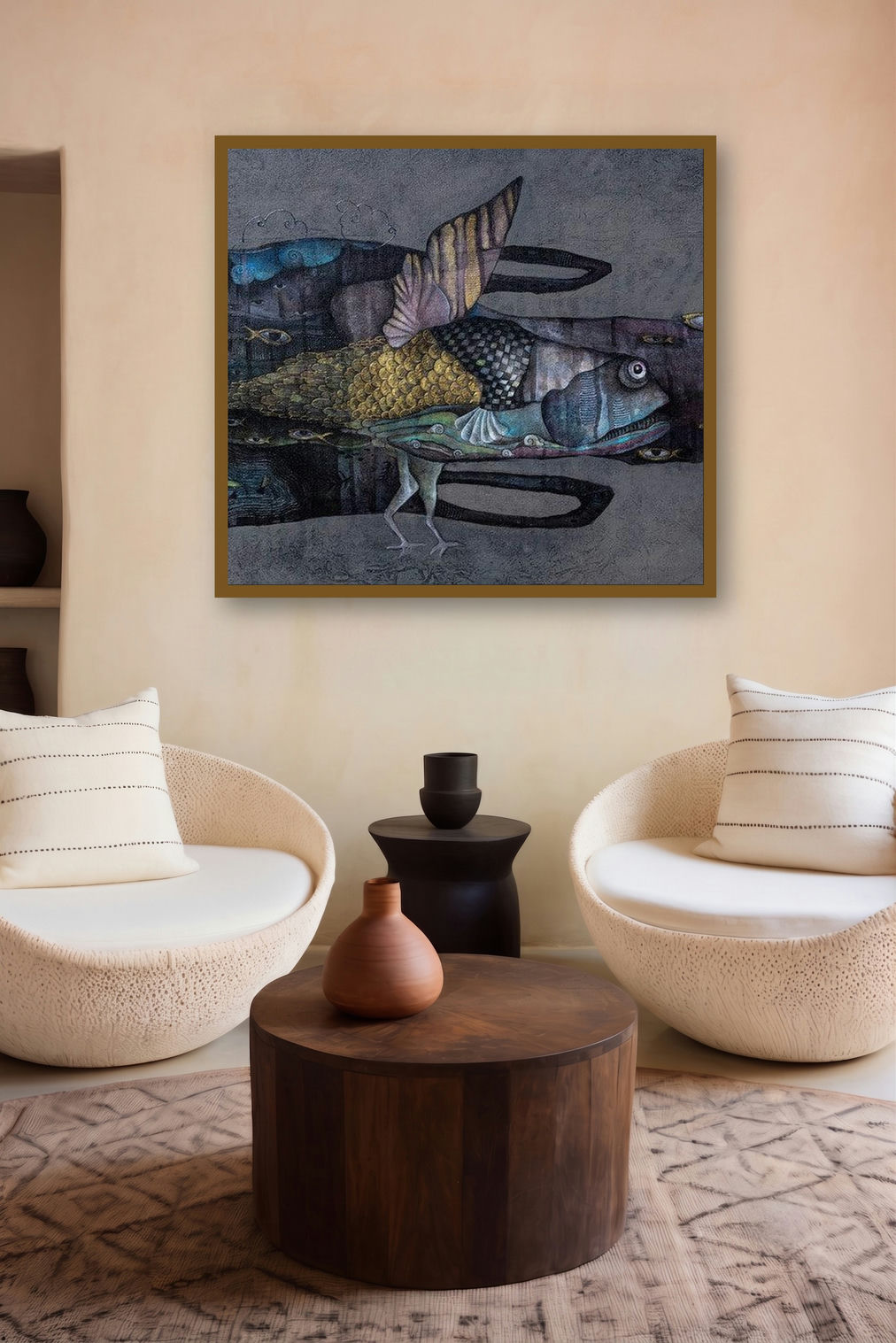 Incomplete Dream (Chimera of the Deep) by artist Pooja Mhatre displayed in a Boutique gallery