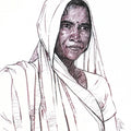 Portrait charcoal drawing titled 'Incredible Tribal Beauty 18', 21x15 inches, by artist Sunil Paraji Tambe on Paper