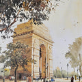 Cityscape acrylic painting titled 'India Gate Delhi', 24x18 inches, by artist Ranabir Saha on Canvas