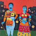 Figurative acrylic painting titled 'Indian Couple', 42x36 inches, by artist Bhaskar Lahiri on Canvas