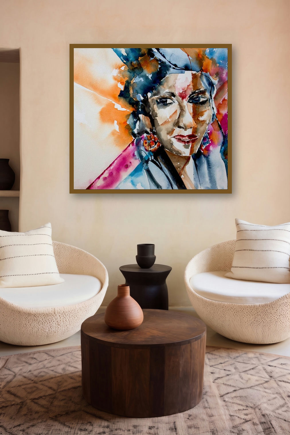 Indian Lady by artist Veronique Piaser-Moyen displayed in a Minimalist gallery