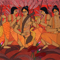 Indian Musicians' figurative acrylic painting by artist Chetan Katigar, 36x61 inch, on canvas