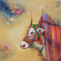 Animals acrylic painting titled 'Indian OX', 24x24 inches, by artist Swastik Jawalekar on Canvas