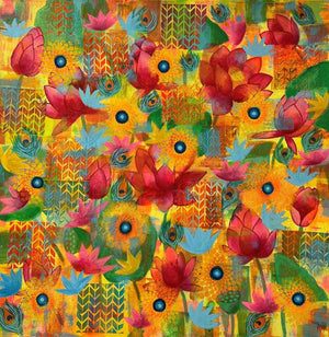 contemporary acrylic painting titled 'Indian Summer', 30x30 inches, by artist Amita Dand on canvas