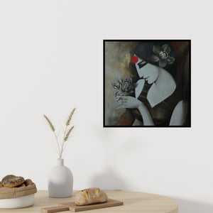 In-situ view of Kamal Nath's 'Indian Woman' painting in a room