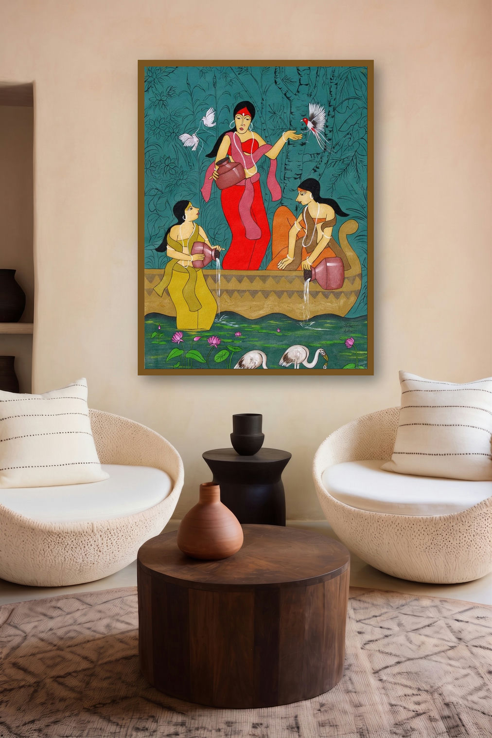 Indian Women (Water Maidens) by artist Chetan Katigar displayed in a Modern gallery