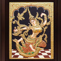 Religious tanjore traditional art titled 'Indonesian Sita Red Tanjore Painting', 24x18 inches, by artist Myangadi Tanjore on Plywood
