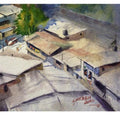 Landscape watercolor painting titled 'Indoor outdoor', 15x22 inches, by artist Sourabh Nema on Handmade Paper