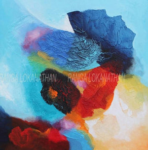 Infinity (Evolving Landscape) by Ranga Naidu, Original Canvas Abstract Painting on Canvas, Small Square Wall Art