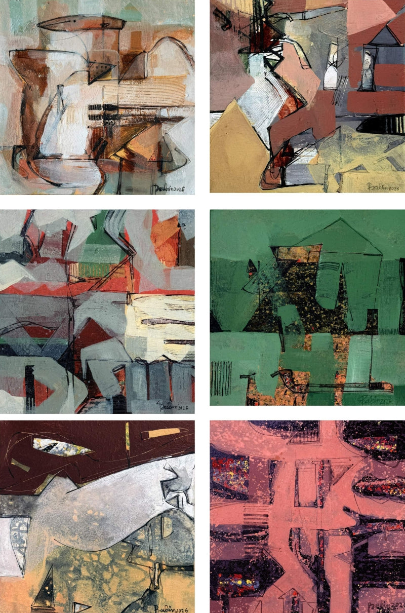 'Inner Existence' abstract acrylic painting by artist Prabinkumar Nath, 36x24 inch, on canvas