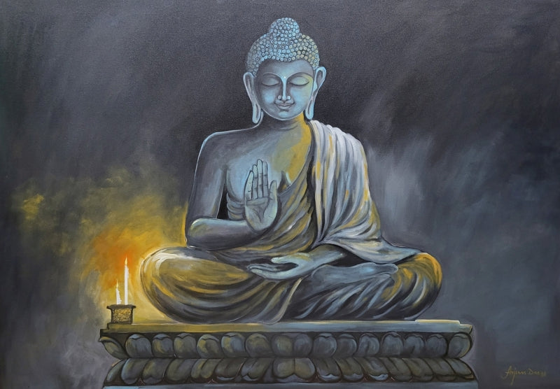 Inner Light' religious acrylic painting by artist Arjun Das, 42x60 inch, on canvas