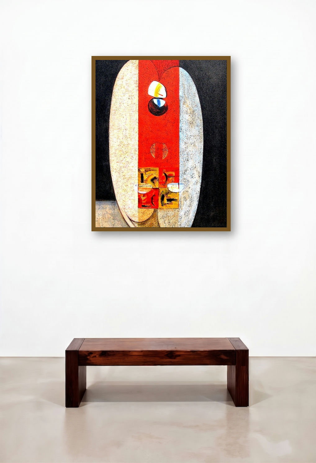 Inner Love Iii (Hearts Sanctuary: An Abstract Expression) by artist Dattatraya Thombare displayed in a Elegant Bedroom