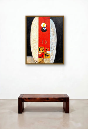 Inner Love Iii (Hearts Sanctuary: An Abstract Expression) by artist Dattatraya Thombare displayed in a Elegant Bedroom