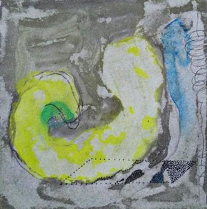 Inner Self 4 (Whispering Winds) by Seema Kadam, Original Acrylic Ink Abstract Painting on Paper, X-Small Square Wall Art
