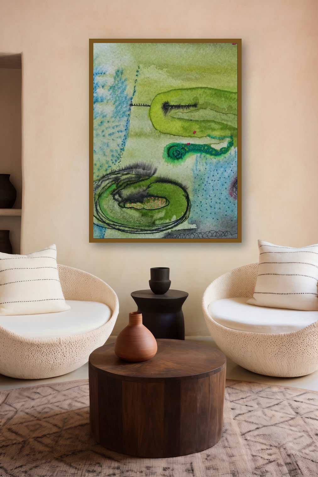 Inner Self 5 (Verdant Flow) by artist Seema Kadam displayed in a Contemporary gallery