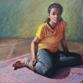 Innocence 2 by Abhijit Jadhav, Original Oil Figurative Painting on Canvas, X-Small Horizontal Wall Art