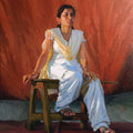 'Innocence' figurative oil painting by artist Abhijit Jadhav, 42x36 inch, on canvas