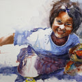 Innocence' figurative watercolor painting by artist Soven Roy, 14x20 inch, on paper