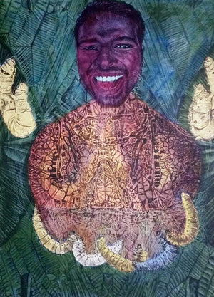 Inspiration 7 (Transformation) by Kumara Swamy Pashikanti, Original Mixed Media Contemporary Painting on Paper, X-Small Vertical Wall Art