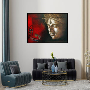 Preview of 'Intuition Of Inner Eye' Painting by Palash Halder shown on a wall in a furnished room.