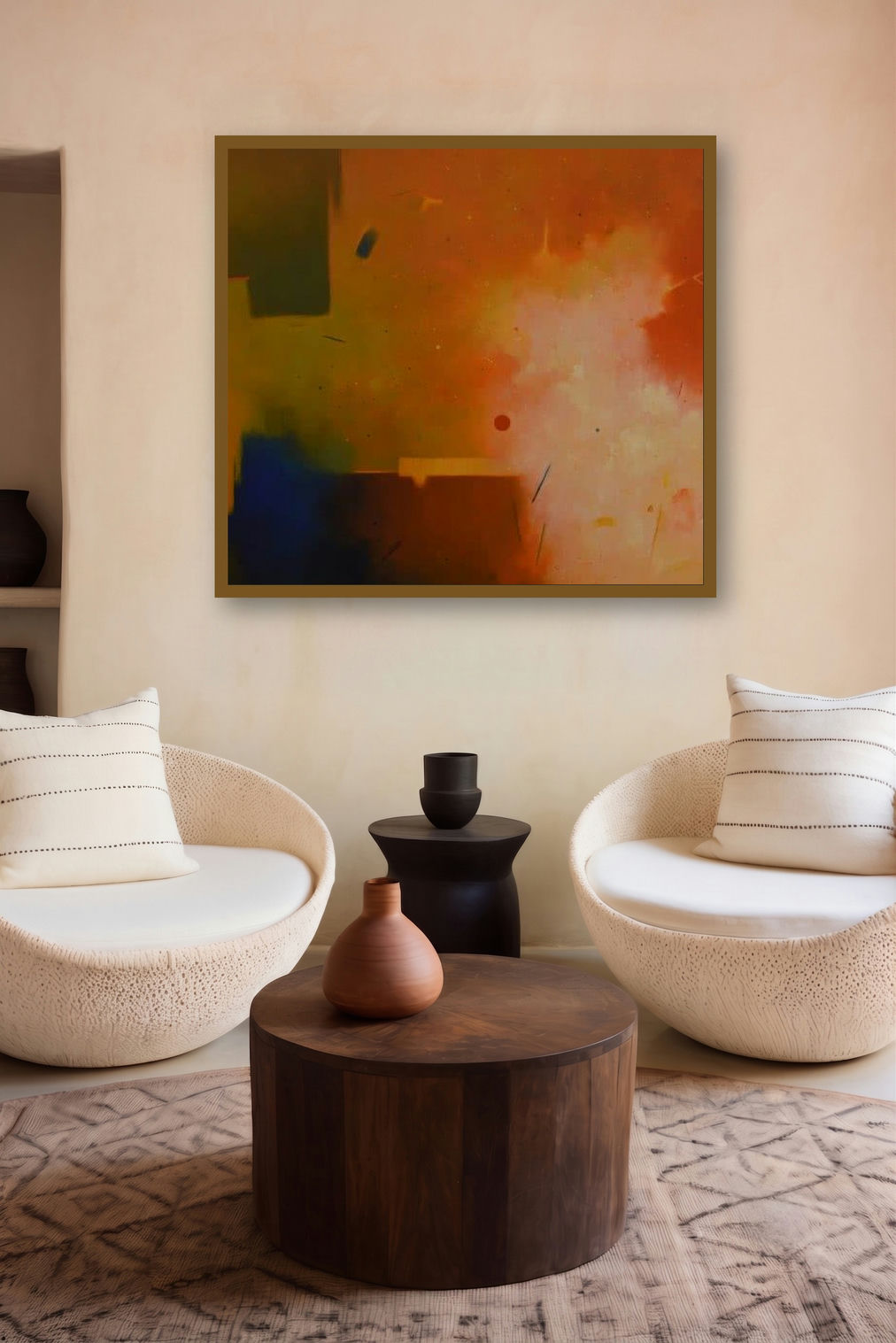 Involution 5 (Earthen Hues) by artist Ganpat Bhadke displayed in a Luxury gallery