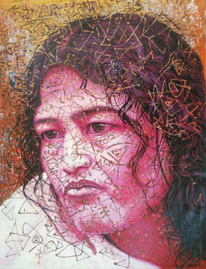 Irom Sharmila by Rajnikanta Singh, Original Acrylic Figurative Painting on Canvas, Large Vertical Wall Art