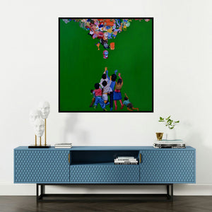 'Its Mine' painting by Jitendra Saini shown on a wall in a furnished room.