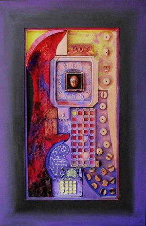 Its My Time (Times Embrace) by Vivek Rao, Original Wood, Acrylic Abstract Painting on Wood, Acrylic, Small Vertical Wall Art