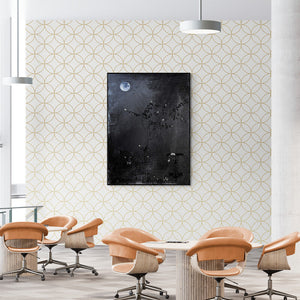 Raju T's painting 'Its Time For Sprinkling Fragrances 1 (Nocturnal Vigil)' displayed in a modern living room setting