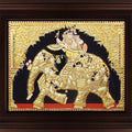Religious tanjore traditional art titled 'Iyaravatham Tanjore Painting', 18x24 inches, by artist Myangadi Tanjore on Plywood
