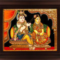 Religious tanjore traditional art titled 'Jada Krishna Tanjore Painting', 24x18 inches, by artist Myangadi Tanjore on Plywood