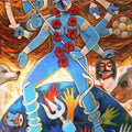 Jaganmayee' religious acrylic painting by artist Subrata Ghosh, 60x48 inch, on canvas